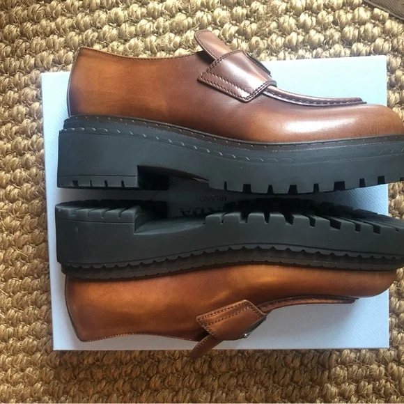Prada Double Chocolate Platform Loafers Size 39 - Picture 3 of 9